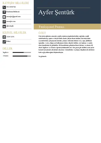 Pastacı Cv Örnekleri cv indir